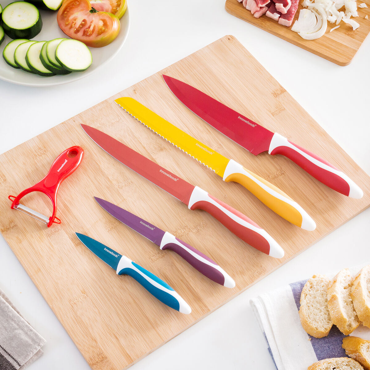 Juego de cuchillos cerámicos y pelador InnovaGoods