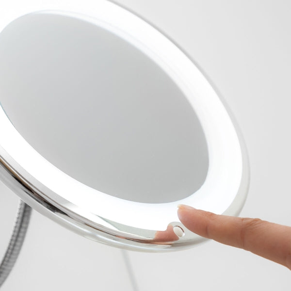 Espejo de aumento con luz LED, brazo flexible y ventosa InnovaGoods