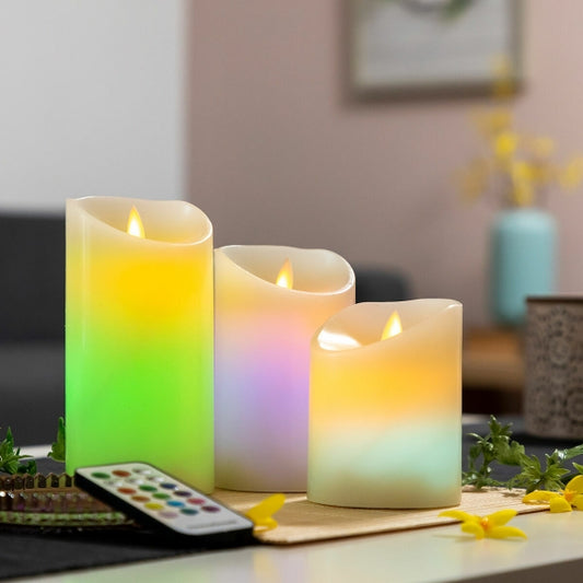 Velas LED multicolor efecto llama InnovaGoods (3 unds.)